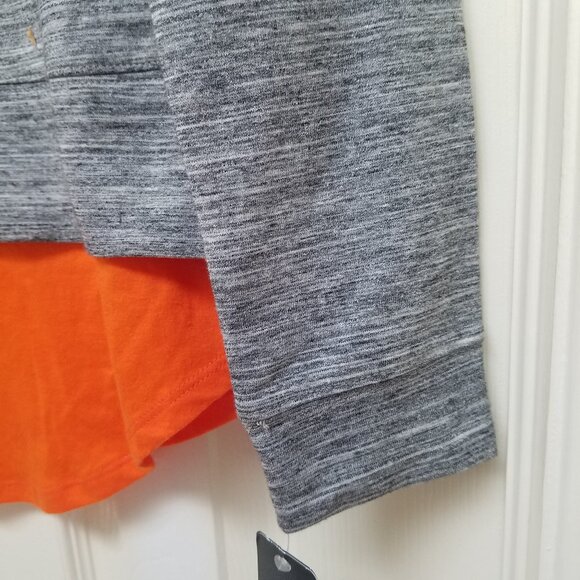 Denver Broncos Gray Space Dye Sweat Shirt Style Tail Layer Look Top L - Picture 10 of 10